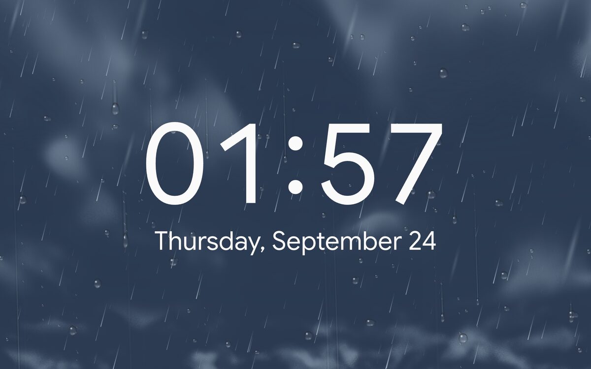 Weather Mood screensaver with rain running down the glass